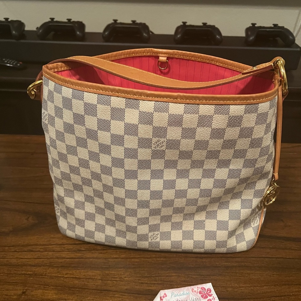 Louis Vuitton Delightful PM Damier Azur Hot Pink Interior